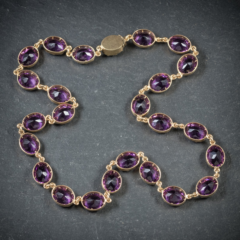 Antique Victorian Purple Paste Necklace 9ct Gold Circa 1880 back