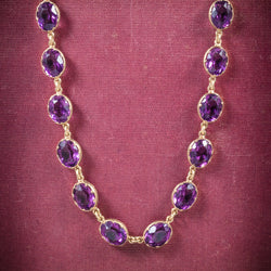 Antique Victorian Purple Paste Necklace 9ct Gold Circa 1880 cover