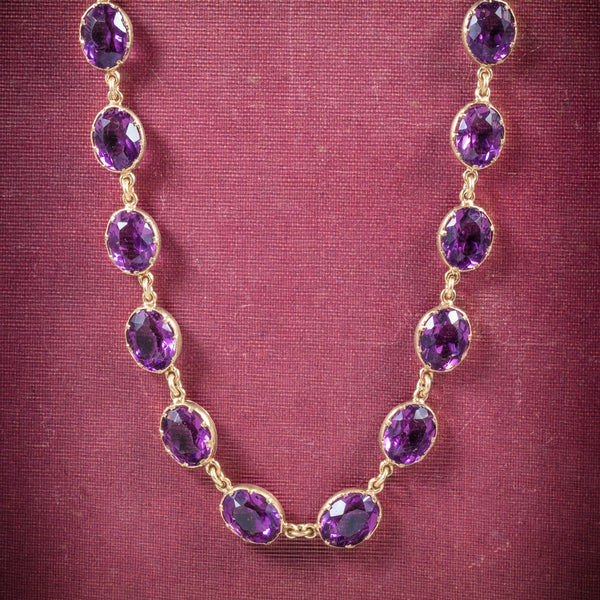 Antique Victorian Purple Paste Necklace 9ct Gold Circa 1880 cover