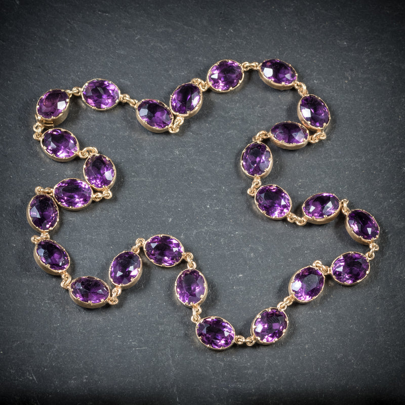 Antique Victorian Purple Paste Necklace 9ct Gold Circa 1880 top