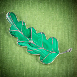 Antique Victorian Scottish Malachite Leaf Brooch Silver Circa 1900 cover