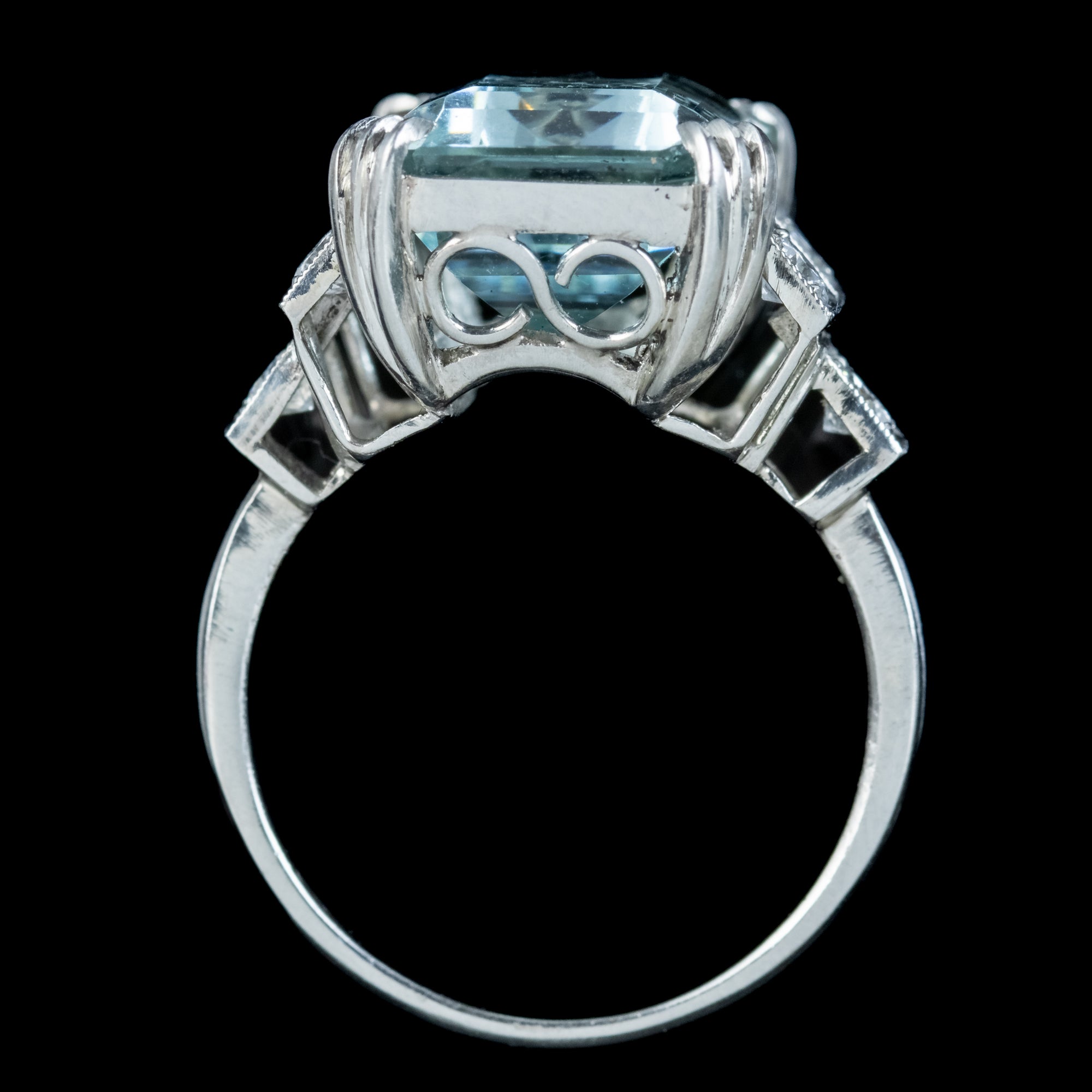 Art Deco Aquamarine Diamond Cocktail Ring 12.8ct Aqua – Antique ...
