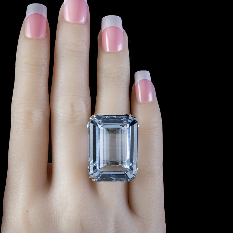 Art Deco Blue Topaz Cocktail Ring 89ct Topaz Circa 1920 