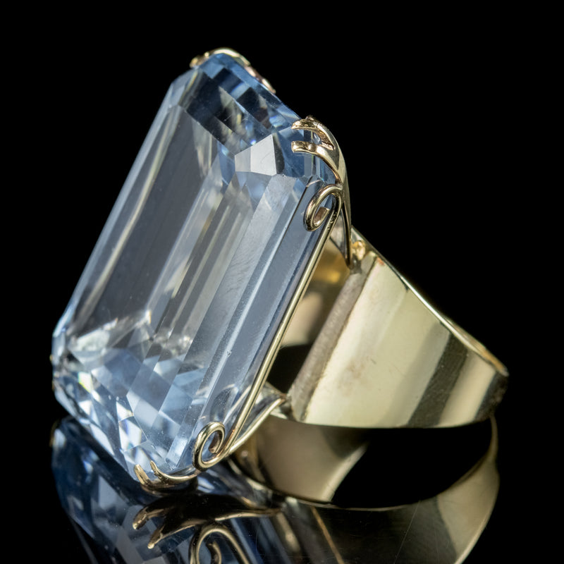 Art Deco Blue Topaz Cocktail Ring 89ct Topaz Circa 1920 