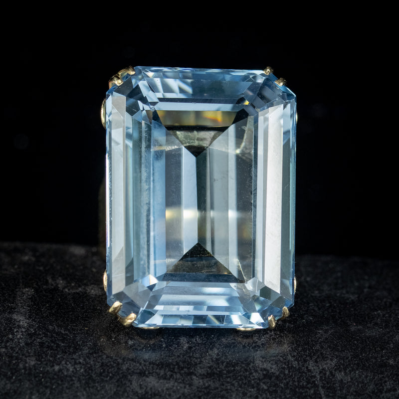 Art Deco Blue Topaz Cocktail Ring 89ct Topaz Circa 1920 