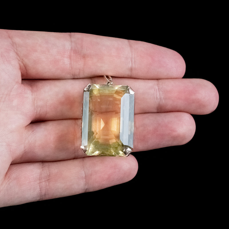 Art Deco Citrine Pendant 18ct Gold 35ct Citrine Circa 1920