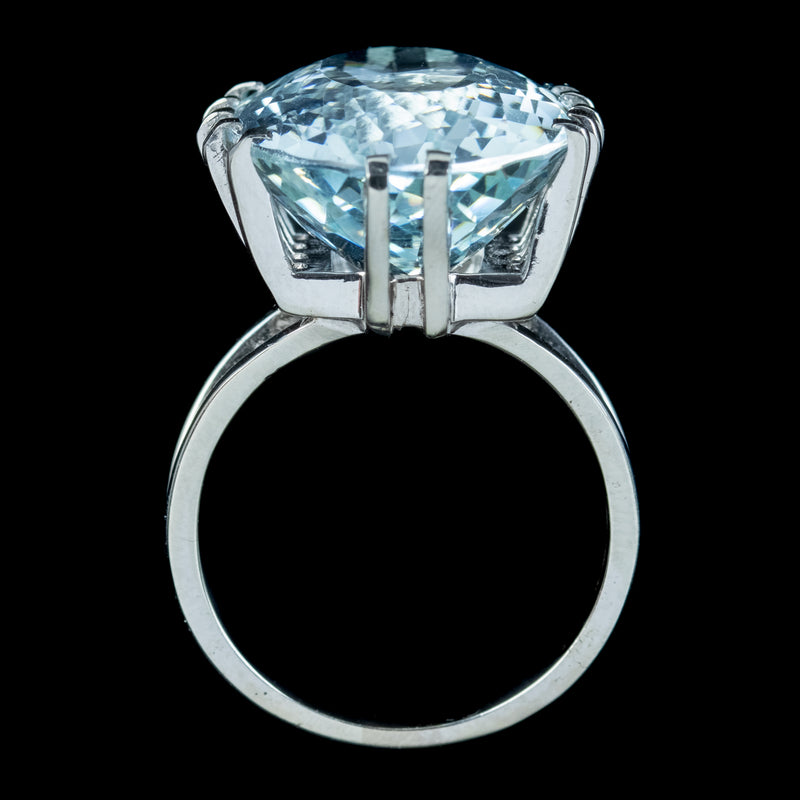 Art Deco French Aquamarine Cocktail Ring 20ct Aqua