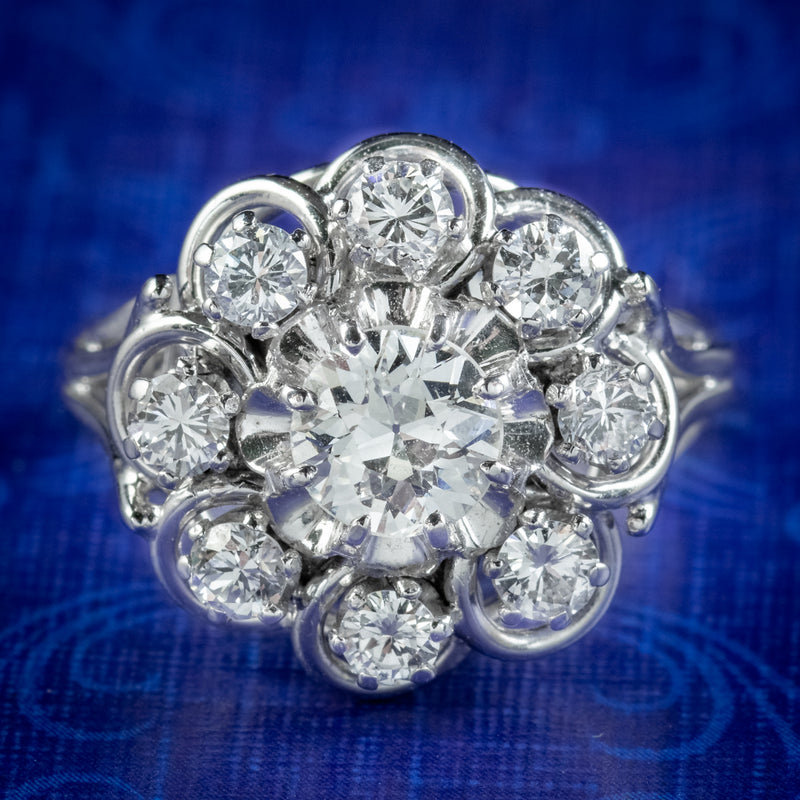 Art Deco French Diamond Cluster Ring 1.85ct Of Diamond Circa 1920