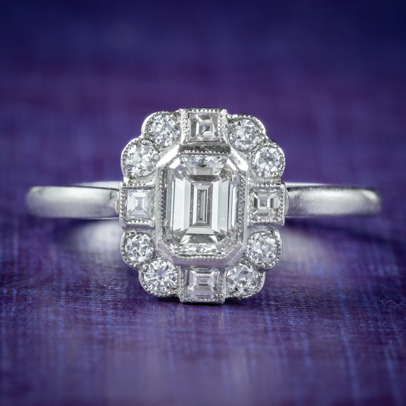 Art Deco Style Diamond Cluster Ring 1.40ct Of Diamond