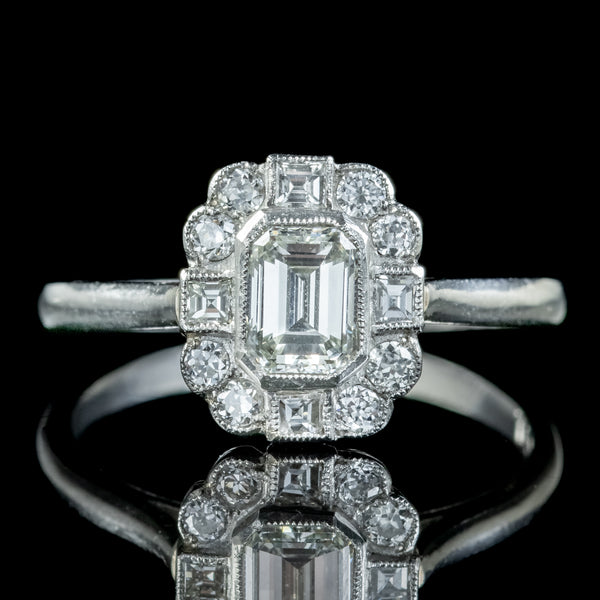 Art Deco Style Diamond Cluster Ring 1.40ct Of Diamond