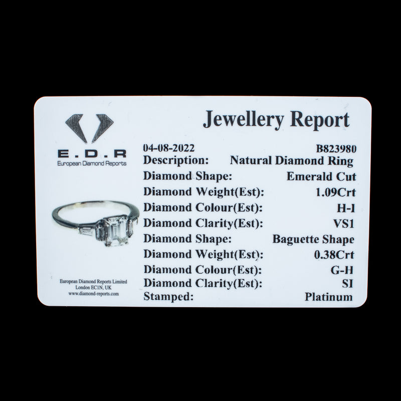 Art Deco Style Diamond Ring 1.47ct Of Diamond with Cert
