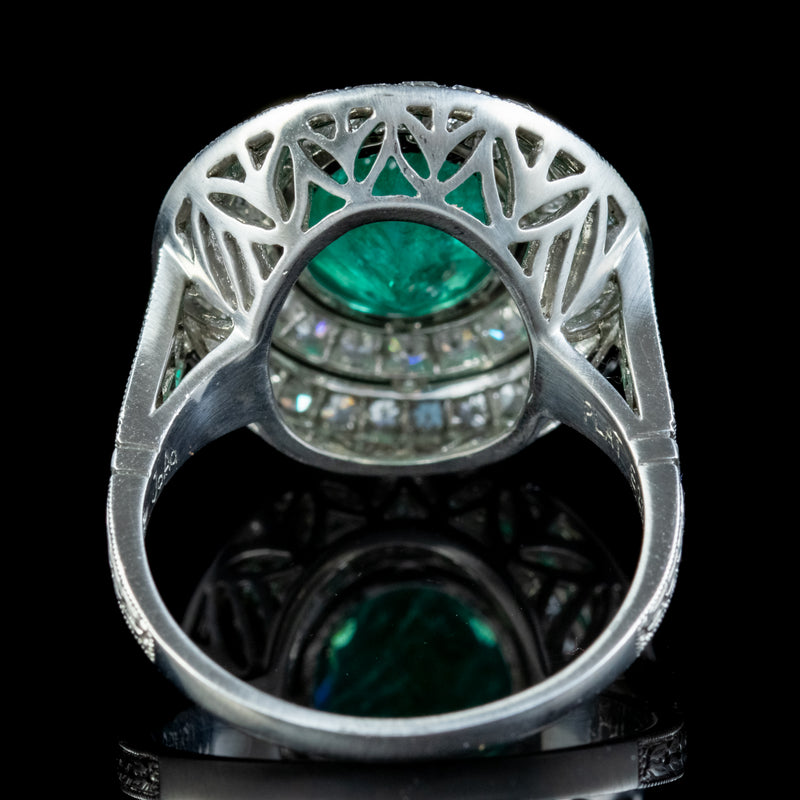 Art Deco Style Emerald Diamond Cocktail Ring 2.39ct Emerald 