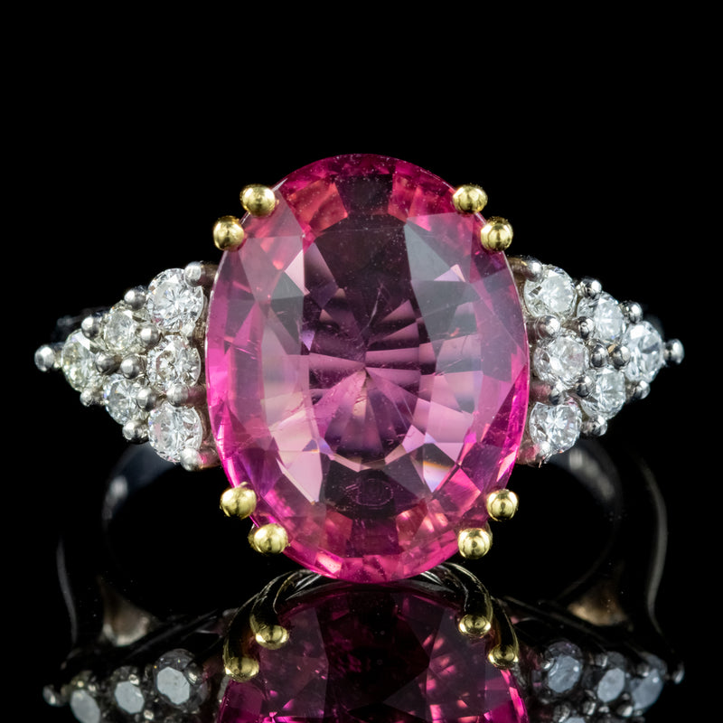 Art Deco Style Pink Tourmaline Diamond Ring 5ct Tourmaline