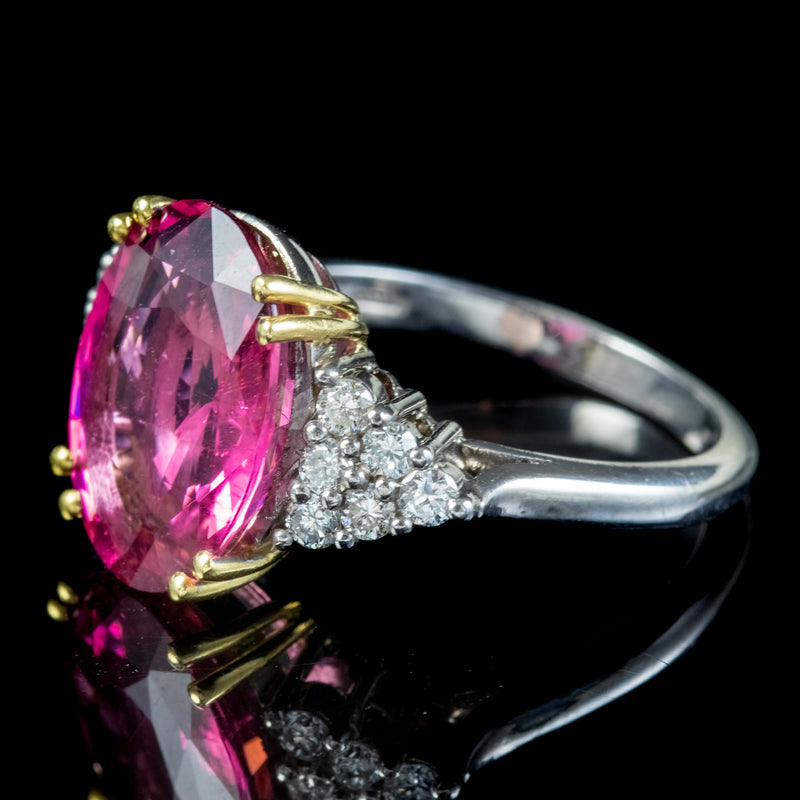 Art Deco Style Pink Tourmaline Diamond Ring 5ct Tourmaline