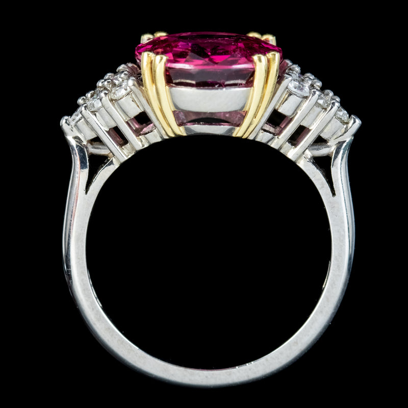 Art Deco Style Pink Tourmaline Diamond Ring 5ct Tourmaline