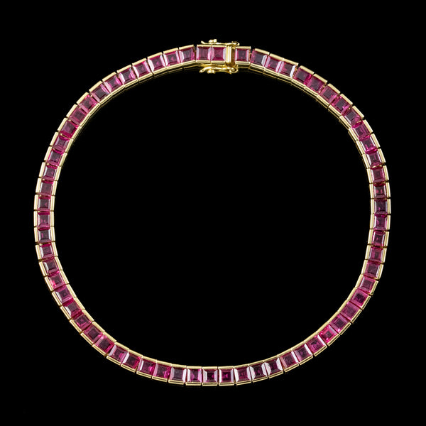 Art Deco Style Ruby Tennis Bracelet 18ct Gold 6.5ct Total