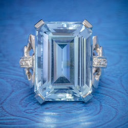 ART DECO AQUAMARINE RING 14CT WHITE GOLD 35CT AQUA CIRCA 1930 COVER