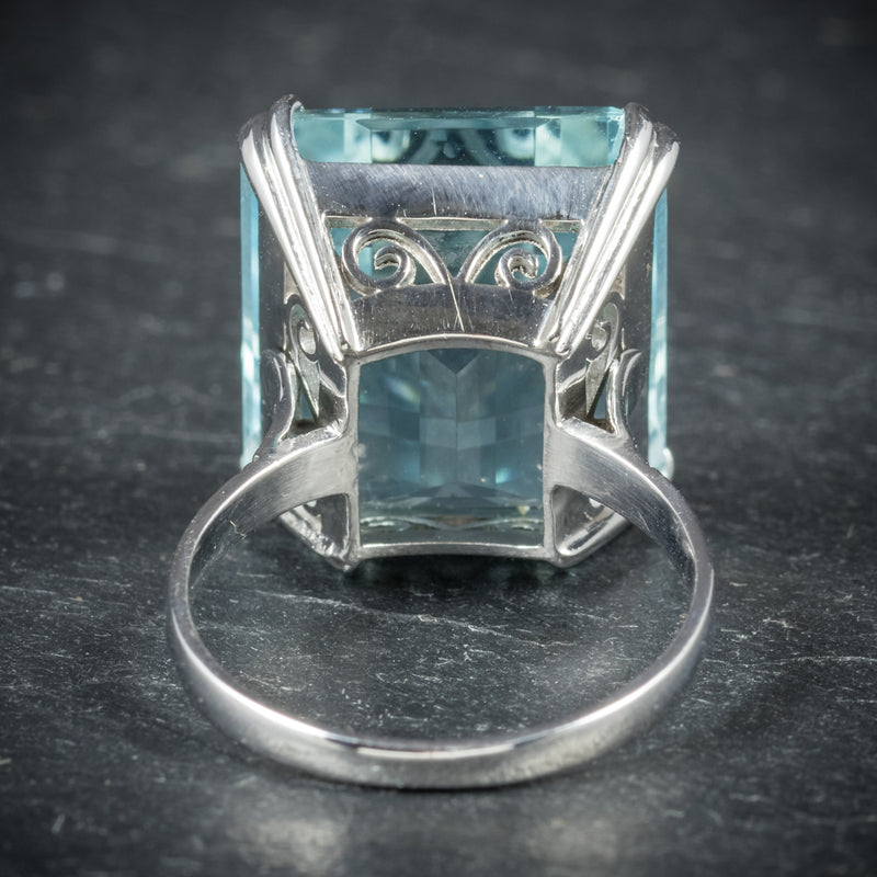 ART DECO AQUAMARINE RING 18CT WHITE GOLD CIRCA 1920 back