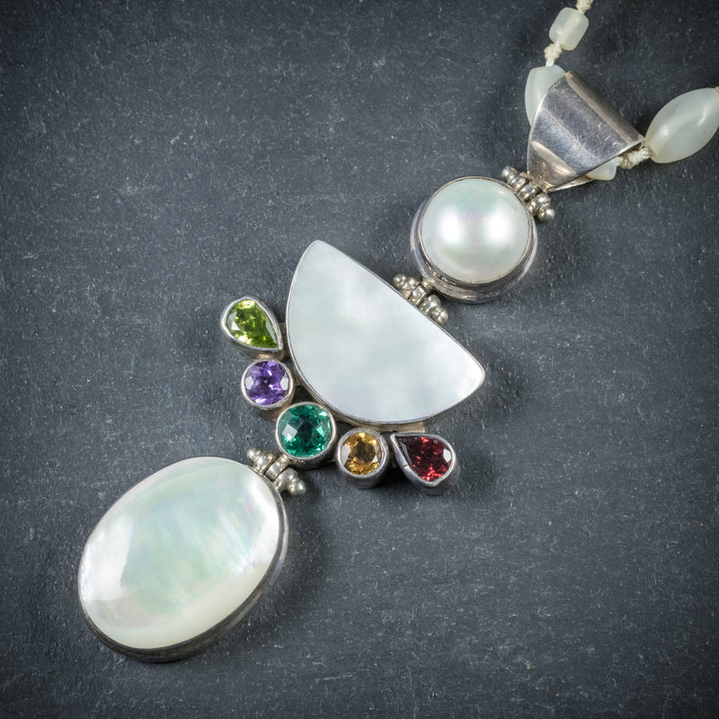 Mother Of Pearl Pendant Necklace Silver pendant