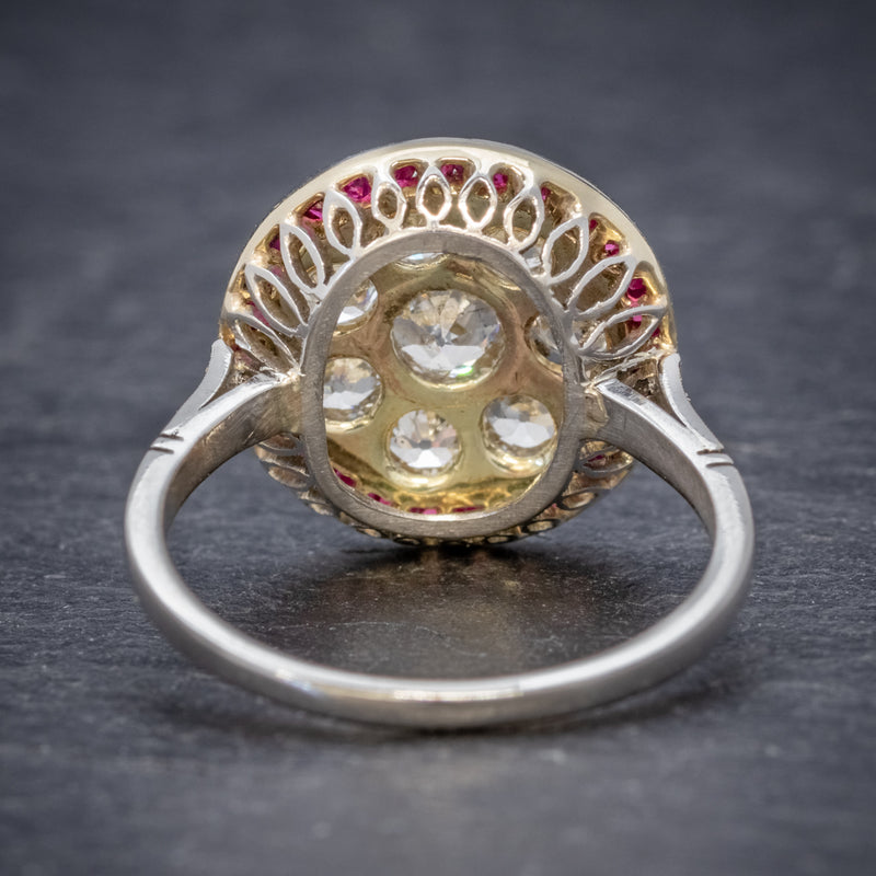 ART DECO RUBY DIAMOND RING PLATINUM 1.80CT OF DIAMOND CIRCA 1930 back