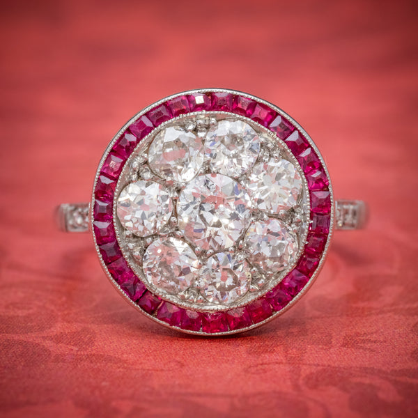ART DECO RUBY DIAMOND RING PLATINUM 1.80CT OF DIAMOND CIRCA 1930 cover