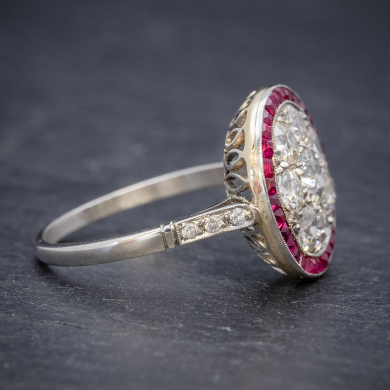 ART DECO RUBY DIAMOND RING PLATINUM 1.80CT OF DIAMOND CIRCA 1930 side2