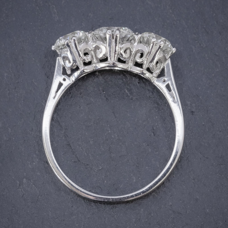 BRILLIANT CUT DIAMOND TRILOGY ENGAGEMENT RING PLATINUM 2.35CT OF DIAMOND CERT TOP