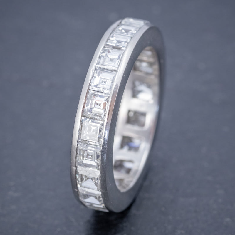 DIAMOND FULL ETERNITY RING 18CT WHITE GOLD 3CT OF CARRE CUT DIAMONDS SIDE