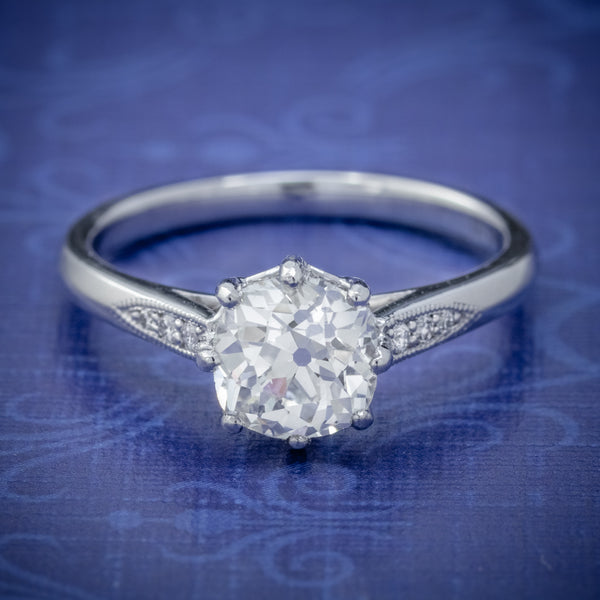 Diamond Solitaire Engagement Ring Platinum 1.24Ct Old Cut Diamond Cert