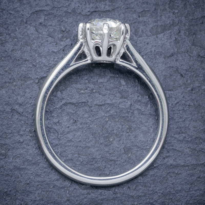 Diamond Solitaire Engagement Ring Platinum 1.24Ct Old Cut Diamond Cert