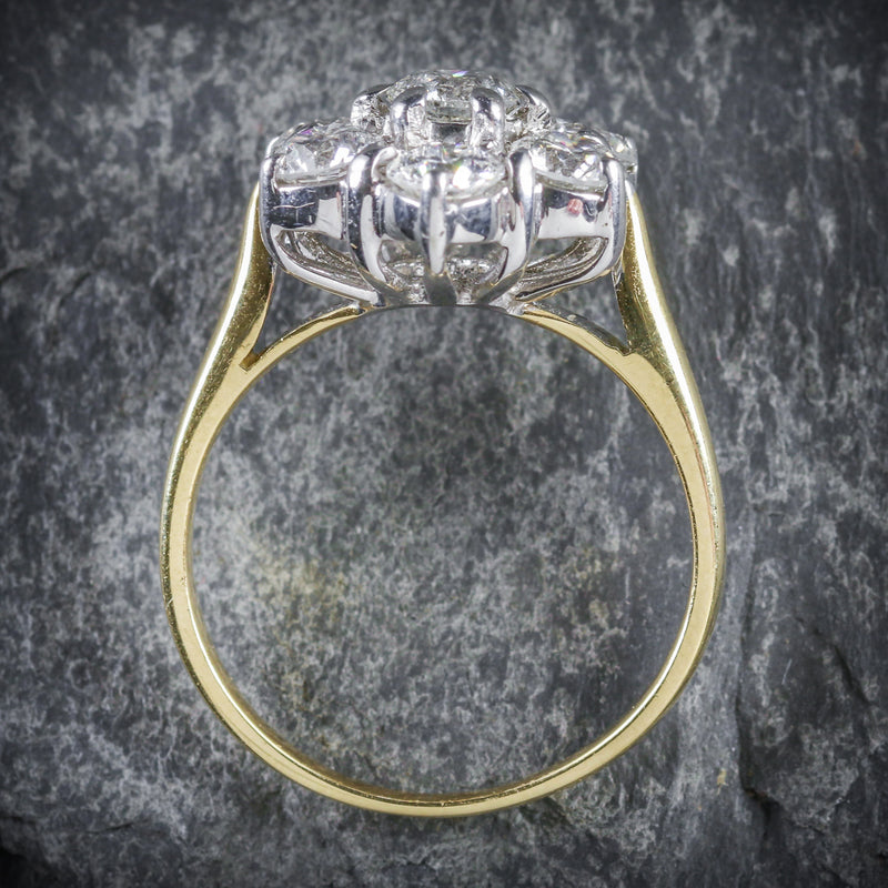 DIAMOND DAISY RING 18CT GOLD ENGAGEMENT RING TOP