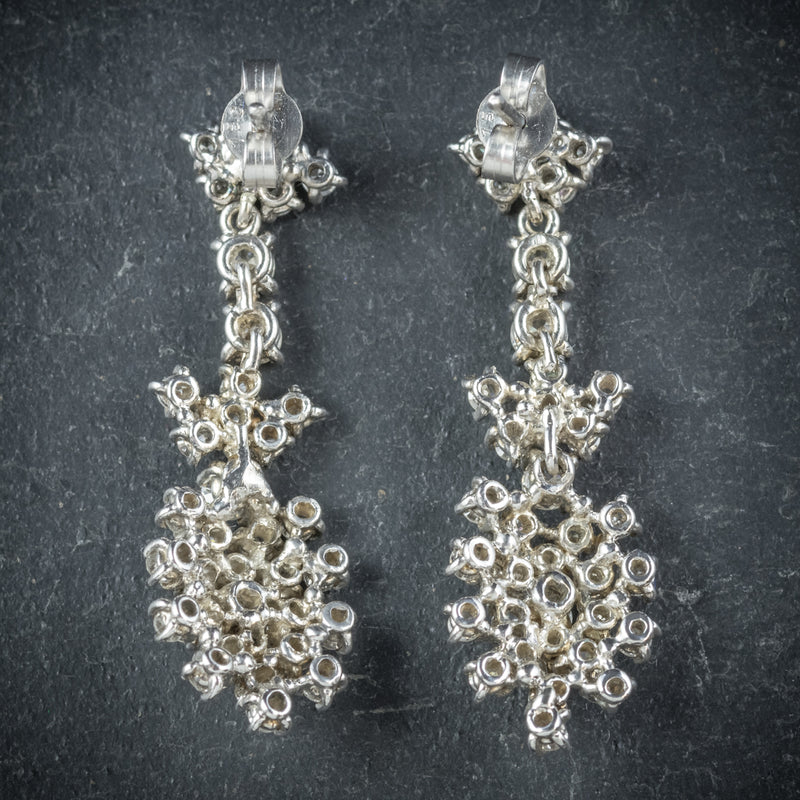 Diamond Drop Earrings 18ct White Gold  BACK