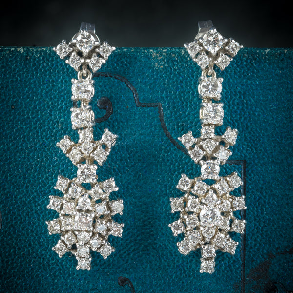 Diamond Drop Earrings 18ct White Gold  COVER