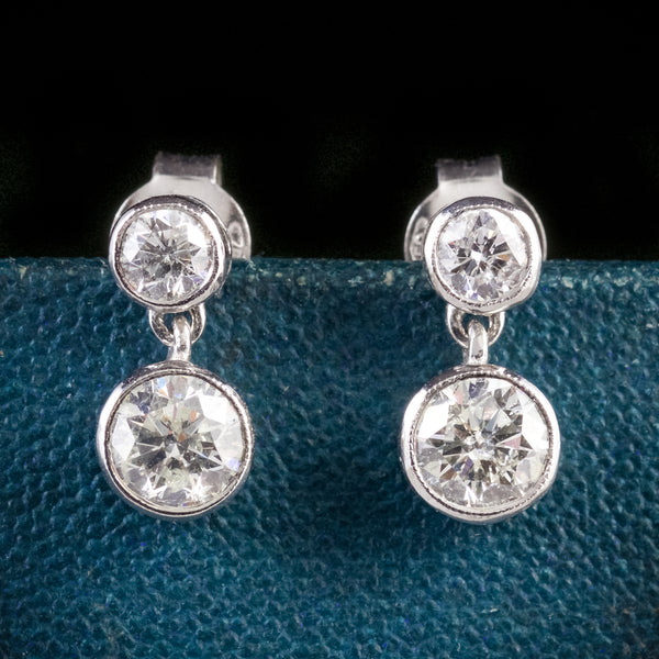 DIAMOND EARRINGS 18CT WHITE GOLD 1.20CT DIAMOND