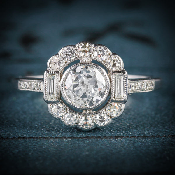 DIAMOND ENGAGEMENT CLUSTER RING 18CT WHITE GOLD 1.60CT DIAMOND COVER