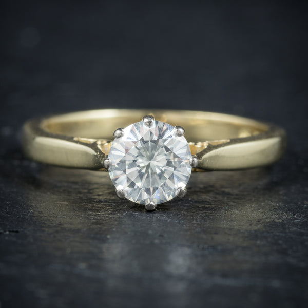 Diamond Solitaire Engagement Ring 18ct Gold Dated London 1991 FRONT