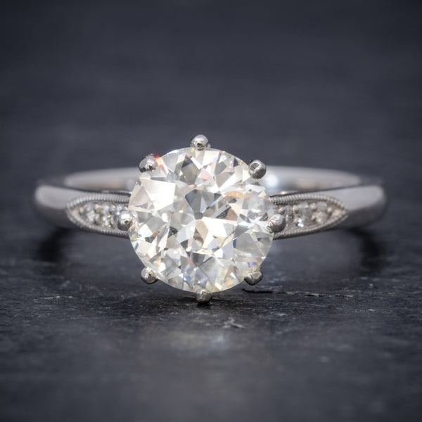Diamond Solitaire Engagement Ring Platinum 1.80ct Diamond FRONT