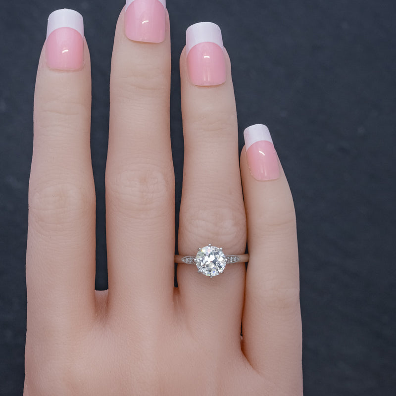 Diamond Solitaire Engagement Ring Platinum 1.80ct Diamond HAND