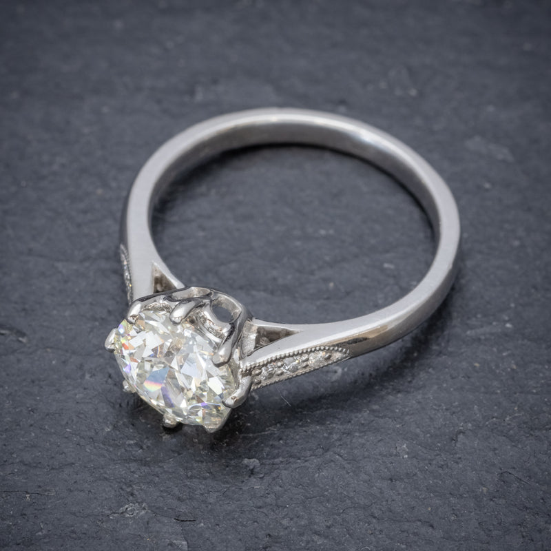 Diamond Solitaire Engagement Ring Platinum 1.80ct Diamond TOP