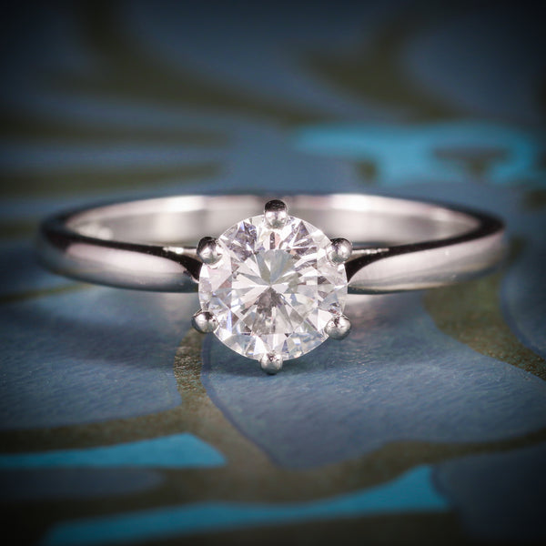 DIAMOND SOLITAIRE ENGAGEMENT RING PLATINUM FULL CERTIFIED VS1 F COLOUR COVER