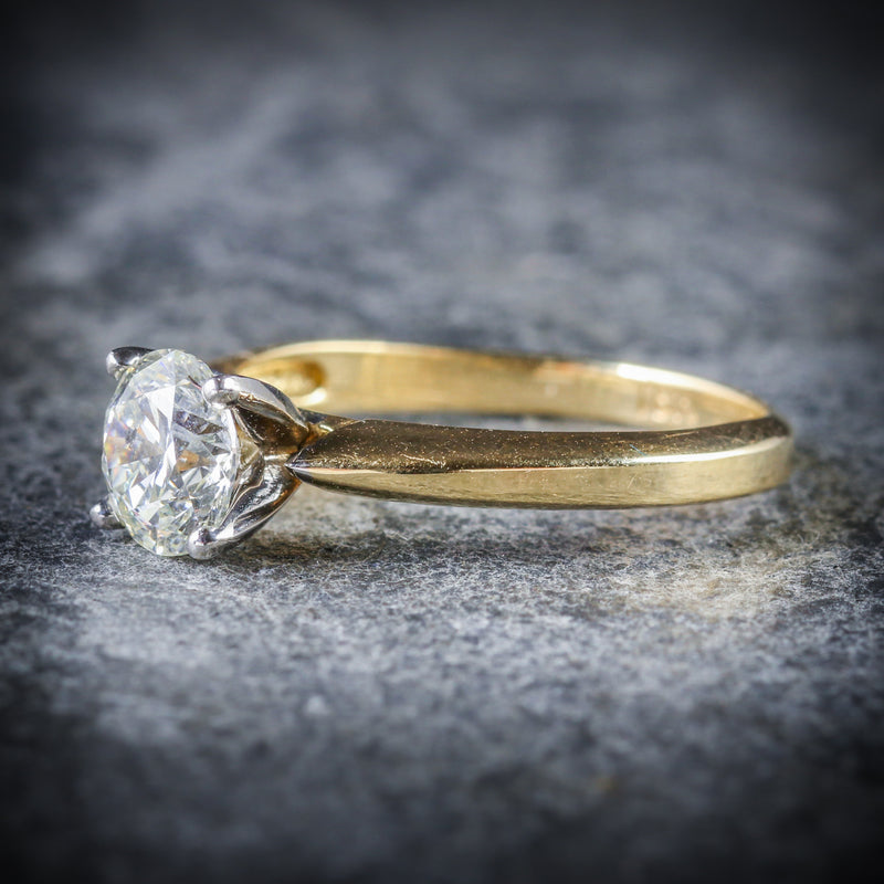 DIAMOND SOLITAIRE RING 18CT GOLD ENGAGEMENT RING SIDE