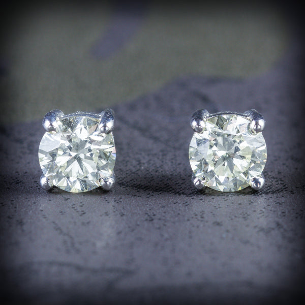  DIAMOND STUD EARRINGS 18CT GOLD 1.20CT DIAMOND COVER