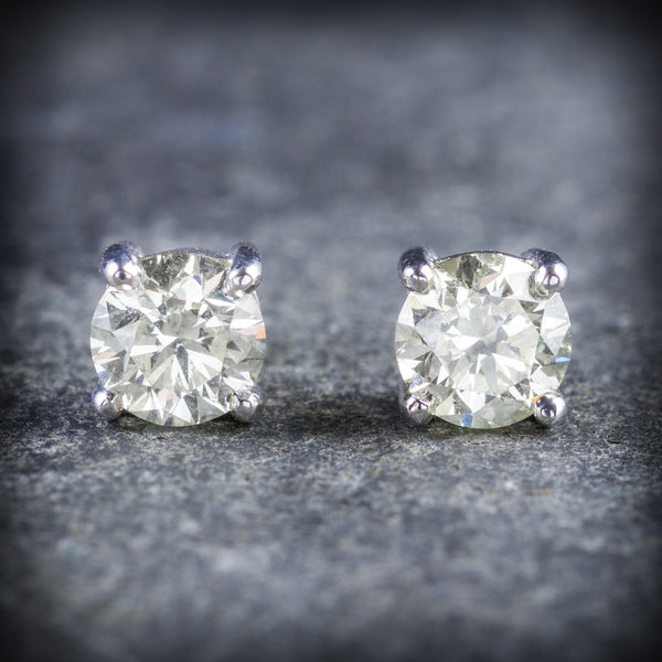 DIAMOND STUD EARRINGS 18CT GOLD 1.20CT DIAMOND FRONT