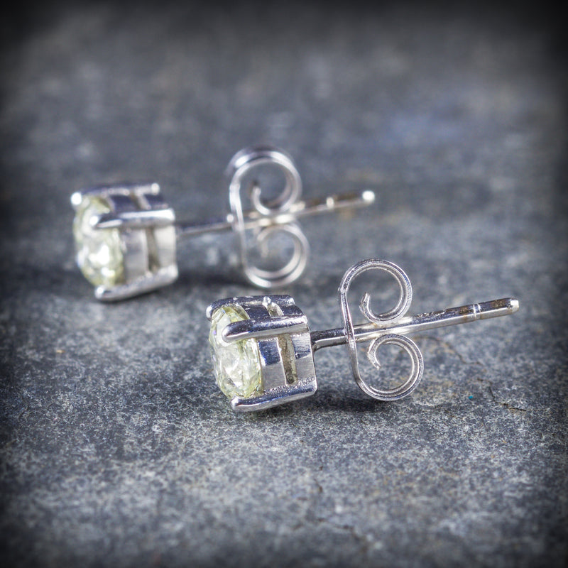 DIAMOND STUD EARRINGS 18CT GOLD 1.20CT DIAMOND SIDE