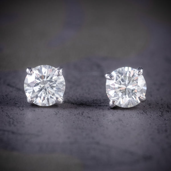 DIAMOND STUD EARRINGS 18CT WHITE GOLD 1.20CT OF DIAMOND COVER
