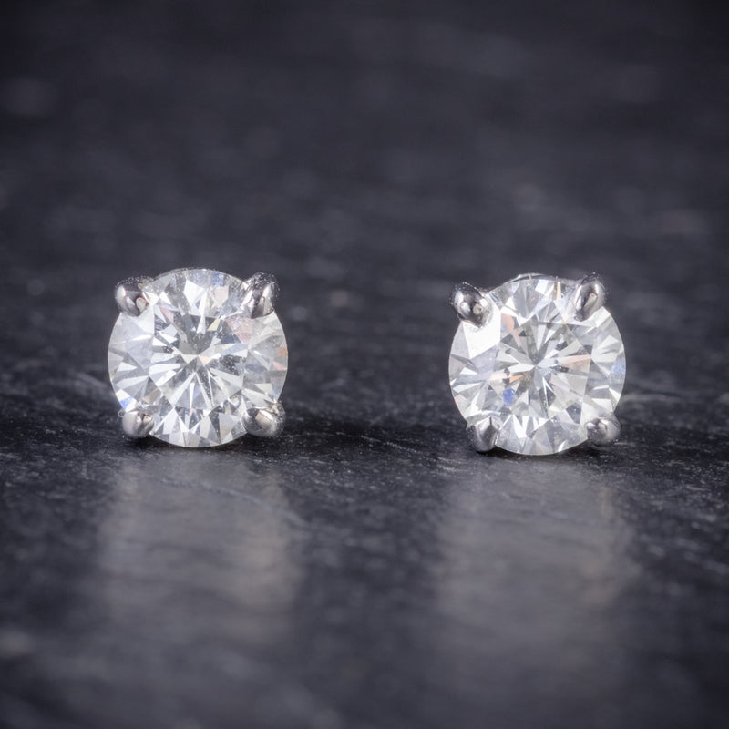 DIAMOND STUD EARRINGS 18CT WHITE GOLD 1.20CT OF DIAMOND FRONT