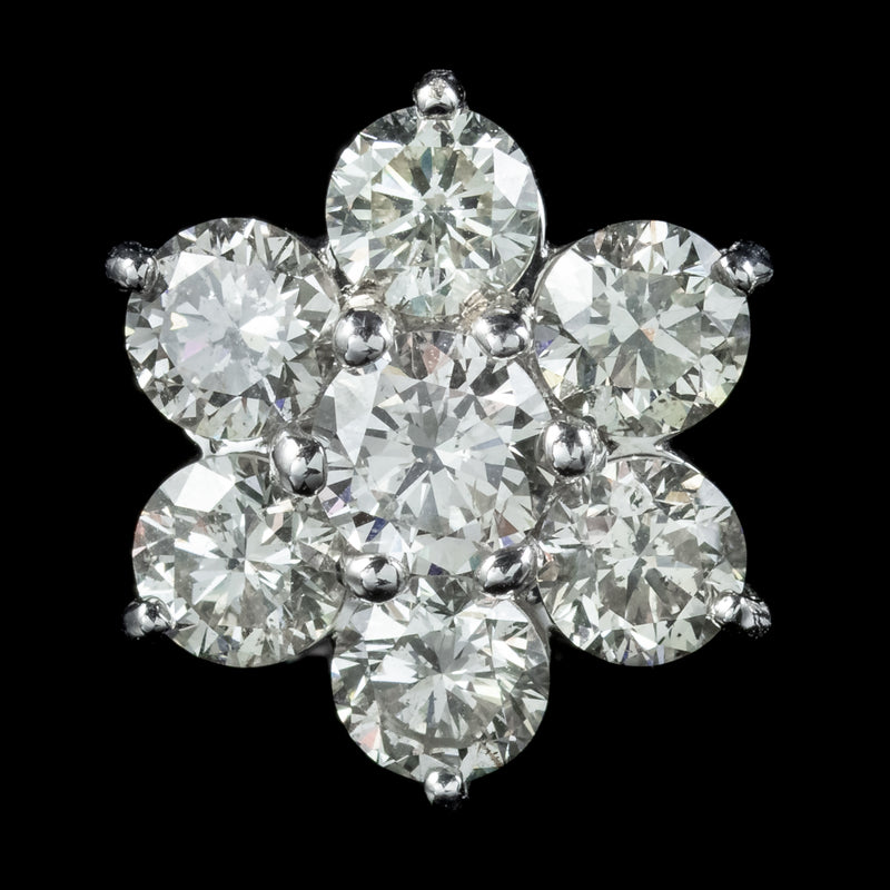 Diamond Flower Stud Earrings 18ct Gold 4.55ct Of Diamond 