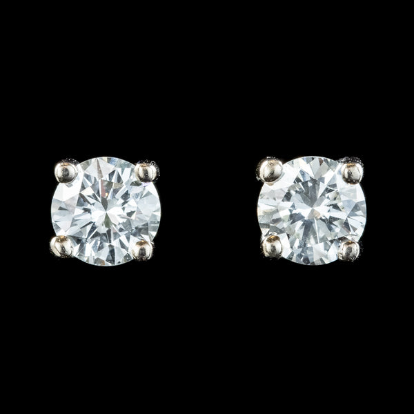 Diamond Solitaire Stud Earrings 18ct Gold 0.64ct Total