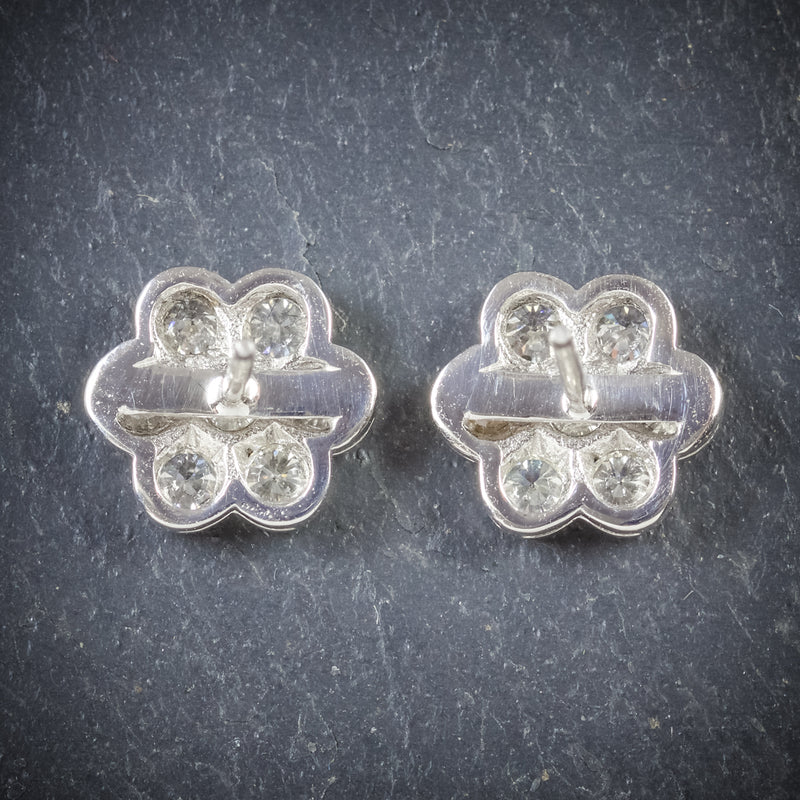 Diamond Cluster Earrings 18ct White Gold 1.40ct Diamonds BACK