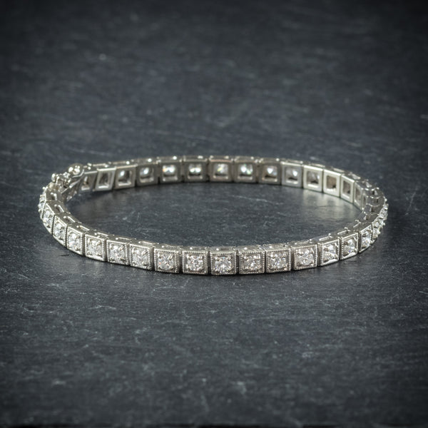 Diamond Line Bracelet 14ct White Gold side